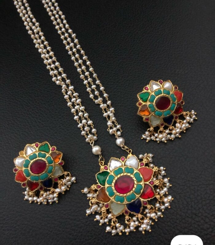 Navratan Necklace, Silver Necklace