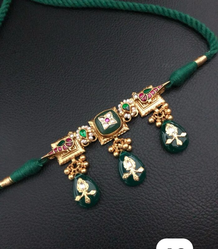 Green gold polished Fusion Necklace, Sterling Silver